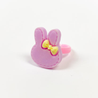 Vintage Retro Adjustable Bunny Ring Pink