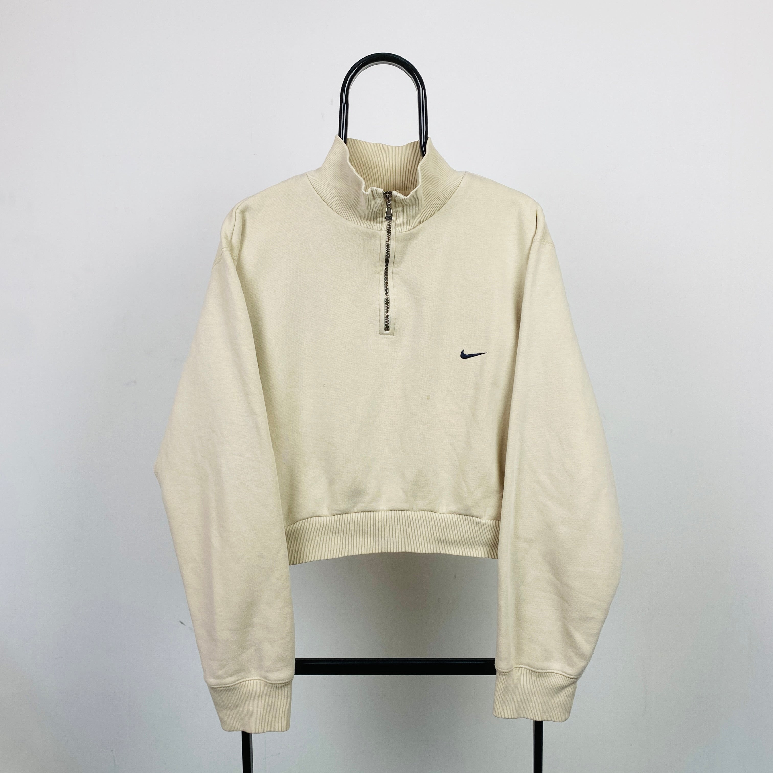90s Cropped Nike 1/4 Zip Sweatshirt Brown Large