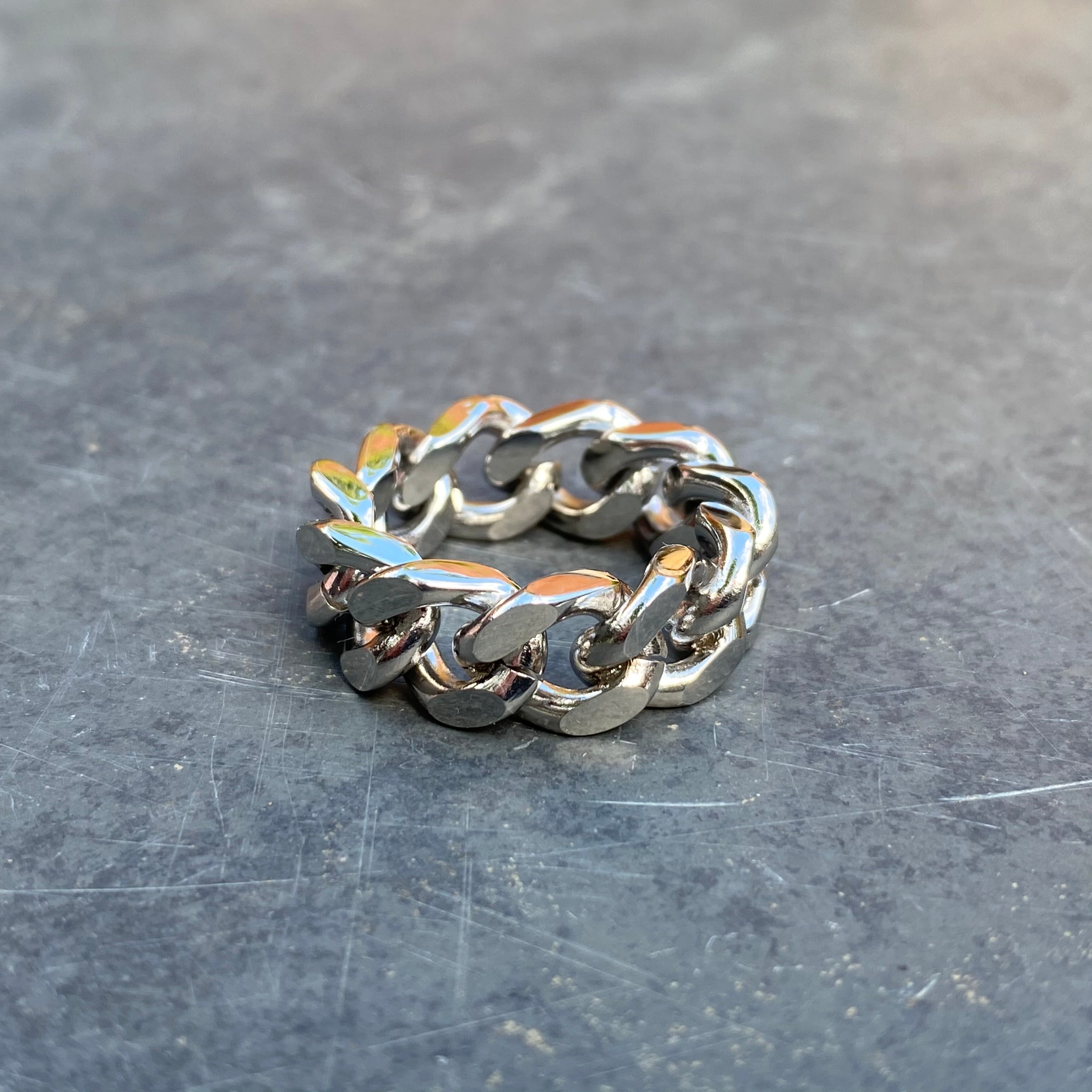 Stainless Steel Chain Link Ring Silver