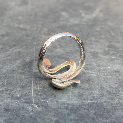 Adjustable Snake Signet Ring Silver