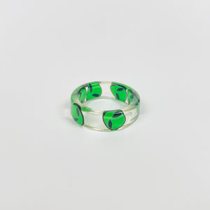 Vintage Retro Alien Resin Ring Green