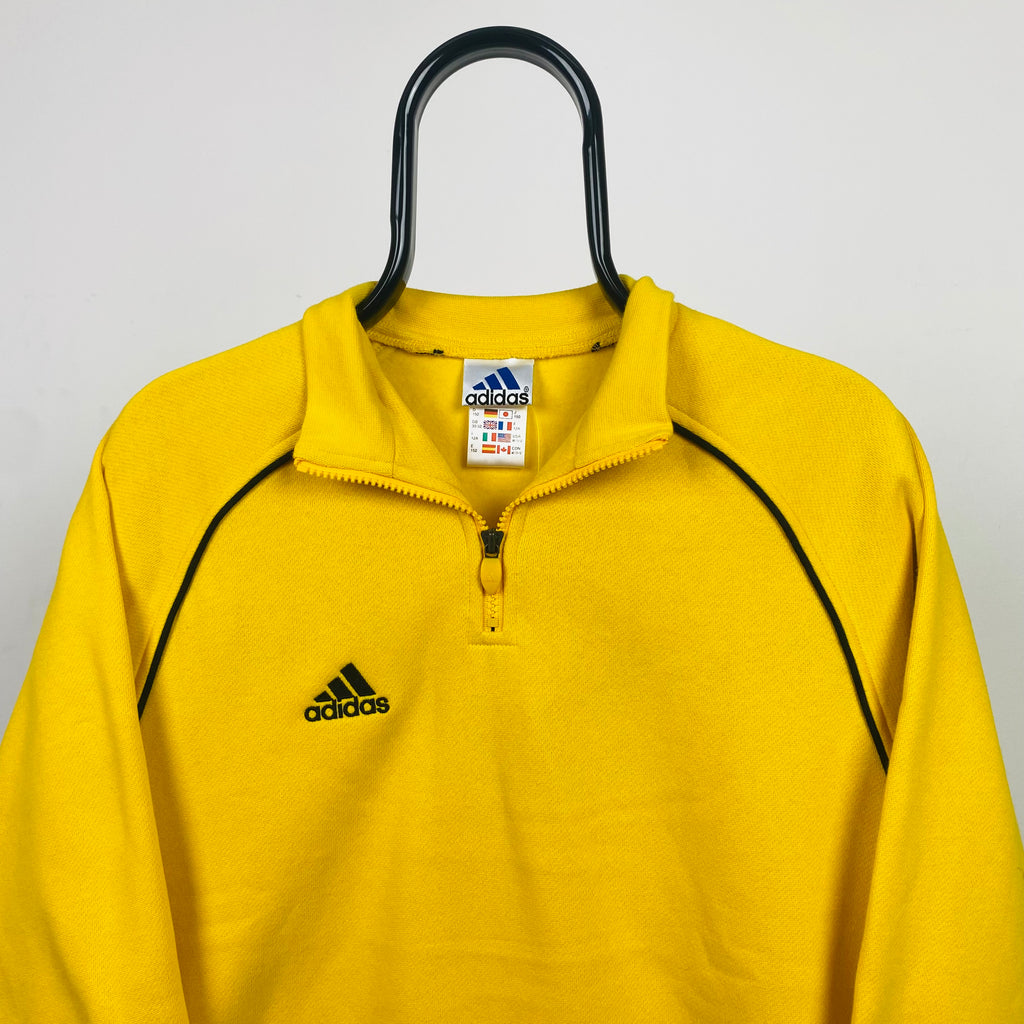 90s Adidas 1/4 Zip Sweatshirt Yellow XS
