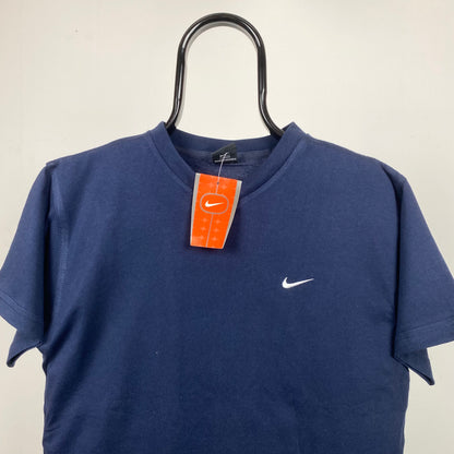 Vintage Nike Swoosh T-Shirt Blue Small