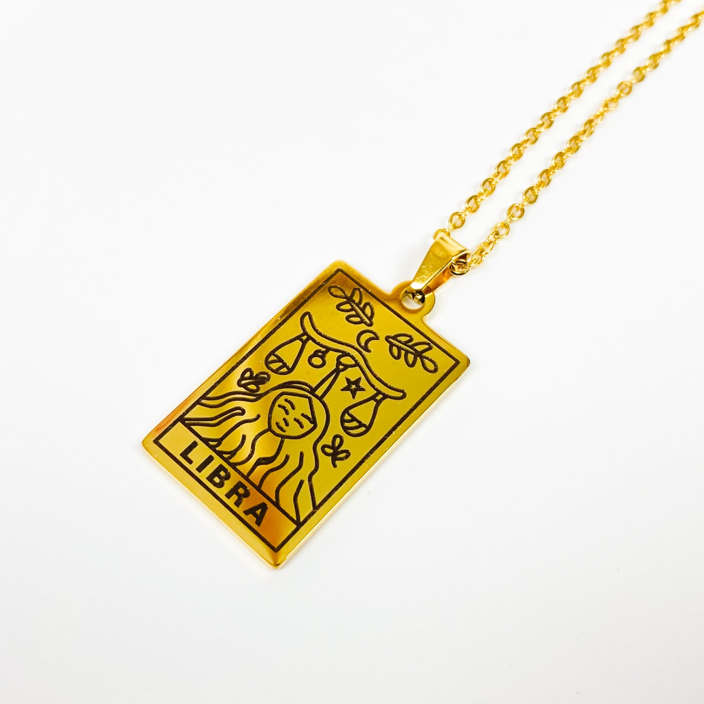 Libra Zodiac Star Sign Necklace Chain Gold