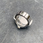 Retro Adjustable Watch Ring Silver Black