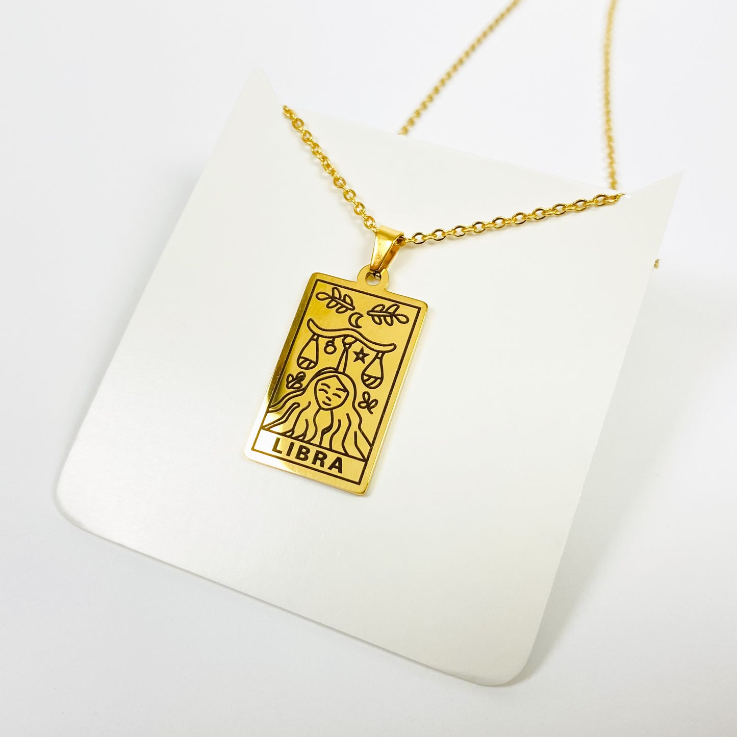 Libra Zodiac Star Sign Necklace Chain Gold