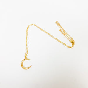 Vintage Retro Moon Necklace Chain Gold