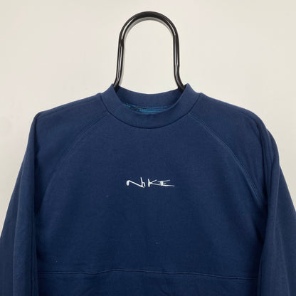00s Nike Script Sweatshirt Blue XS