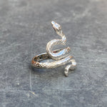 Adjustable Snake Signet Ring Silver