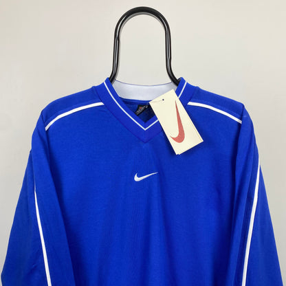 90s Nike Centre Swoosh Sweatshirt Blue XL