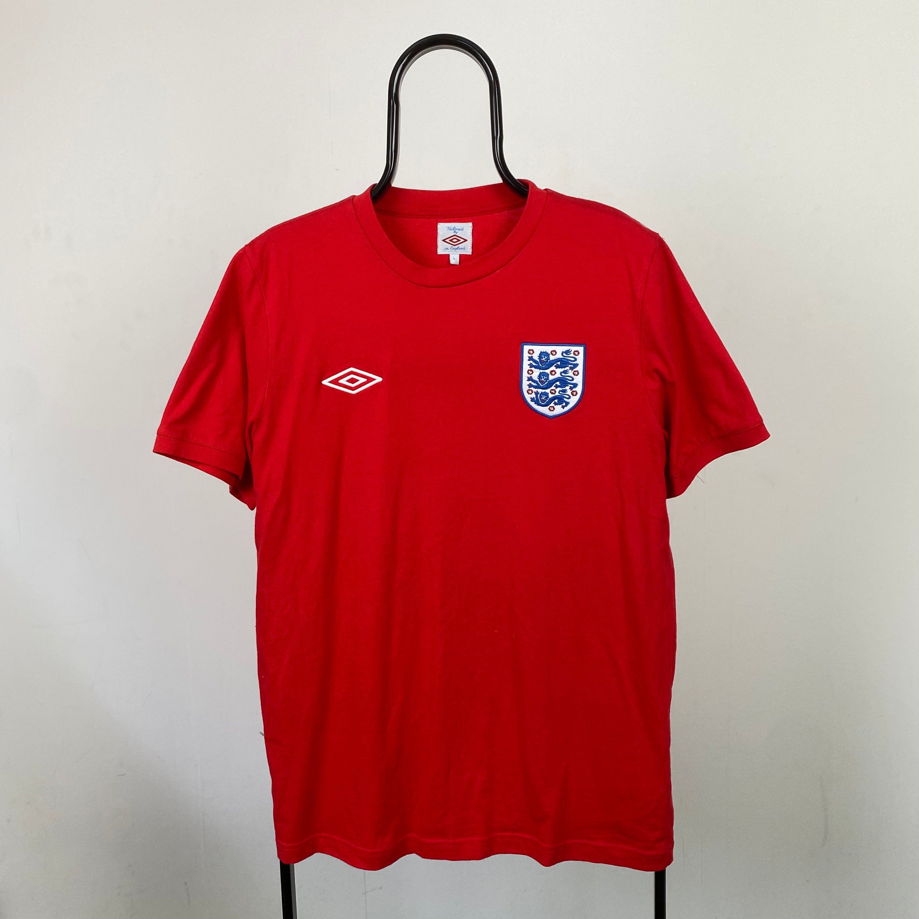 Retro Umbro England Football Shirt T-Shirt Red Large