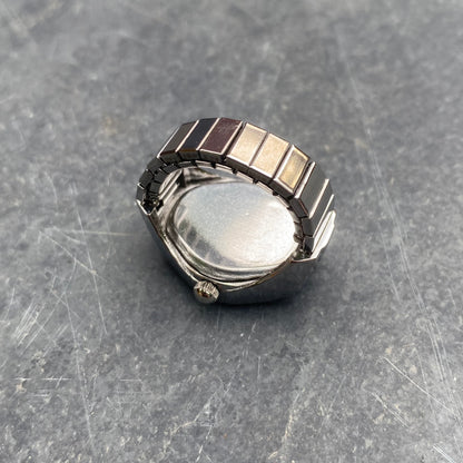 Retro Adjustable Watch Ring Silver Red