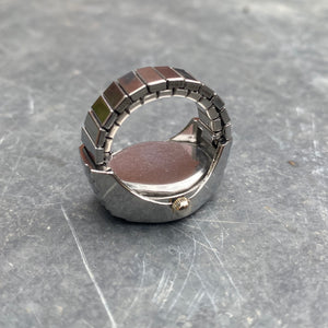 Retro Adjustable Watch Ring Silver Green