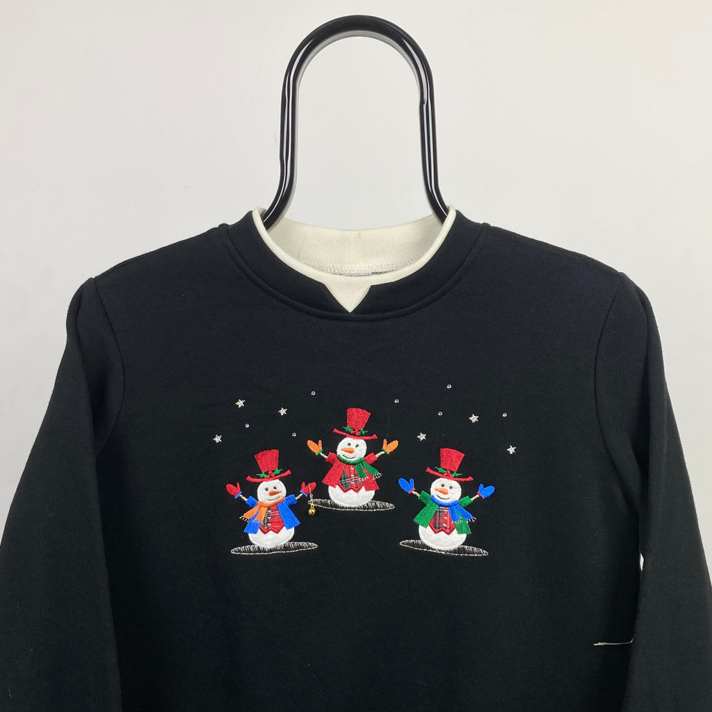 Retro Christmas Sweatshirt Black XS