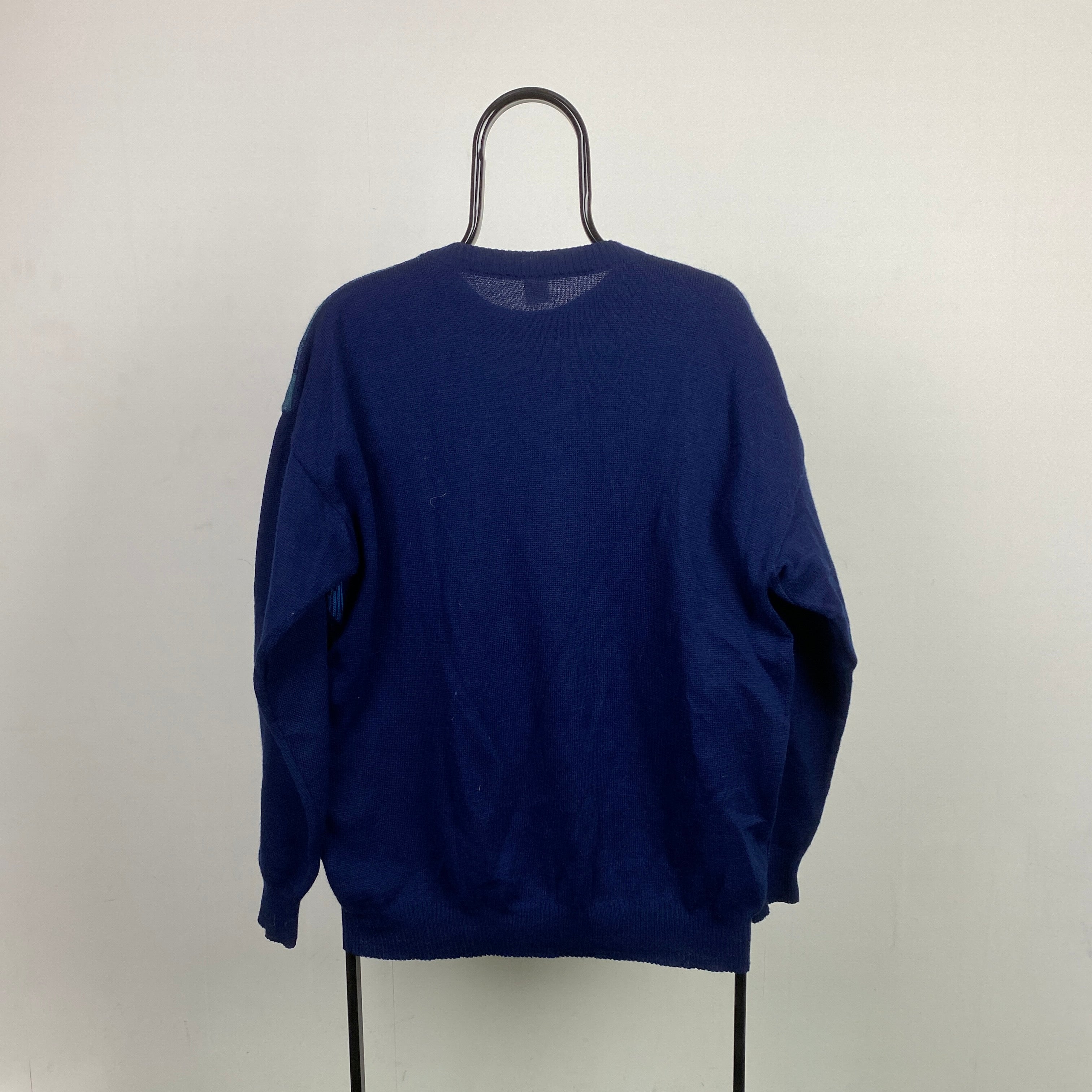 Retro Knit Sweatshirt Blue XL