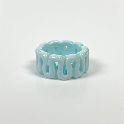 Retro Chunky Swirl Ring Blue