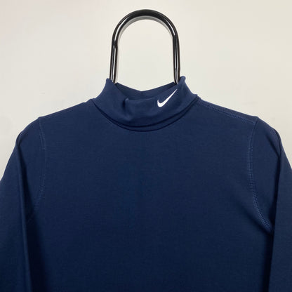 90s Nike Mock Neck Sweatshirt Blue Small