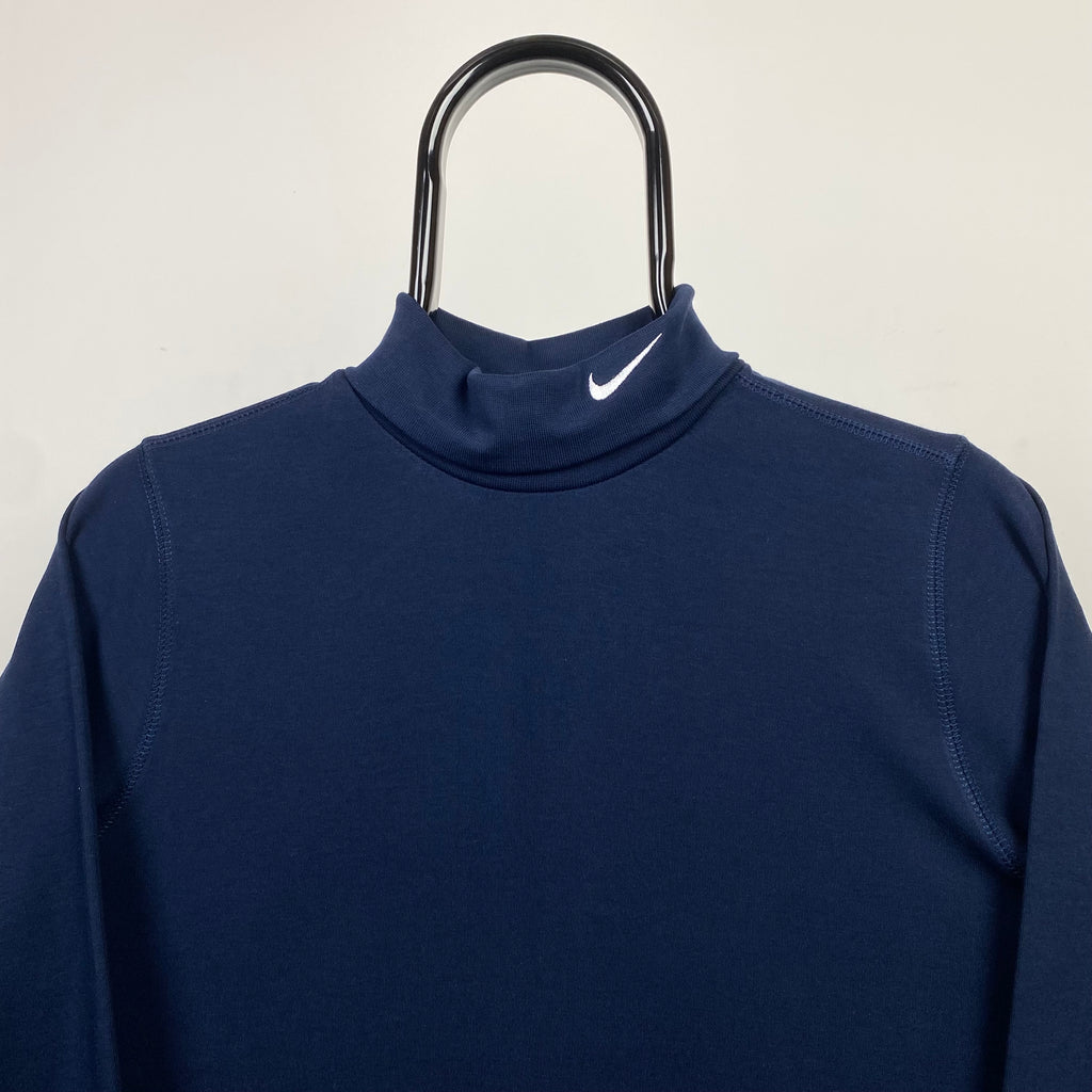 90s Nike Mock Neck Sweatshirt Blue Small