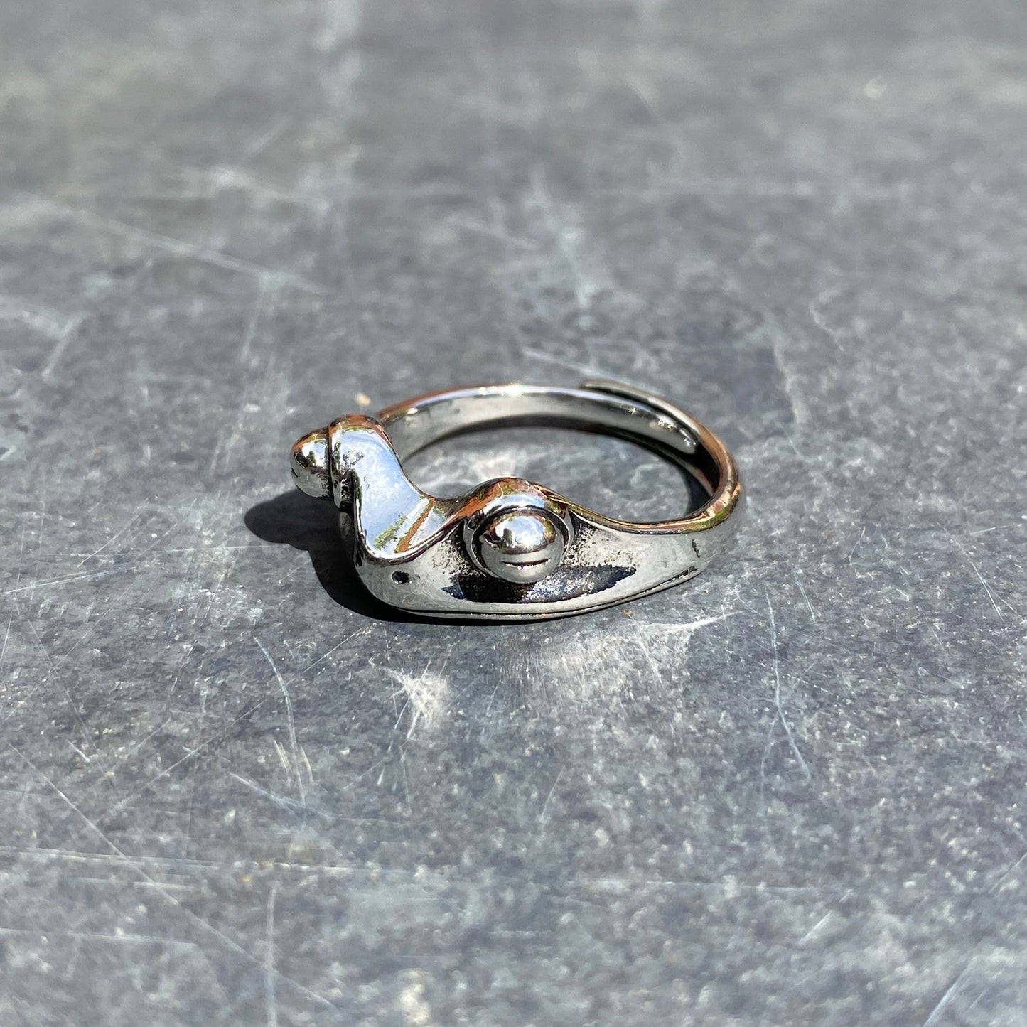 Adjustable Frog Ring Silver