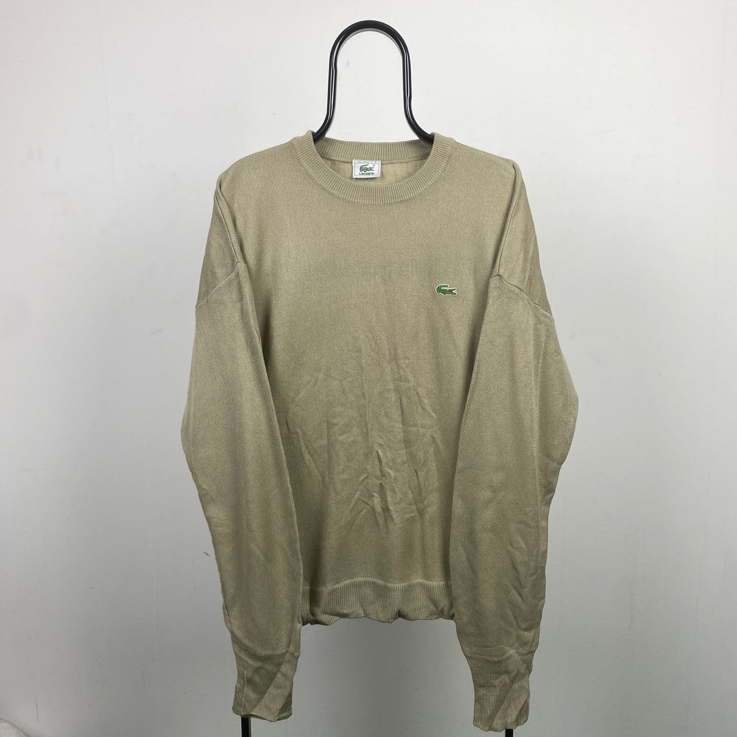 Retro Lacoste Knit Sweatshirt Brown XL