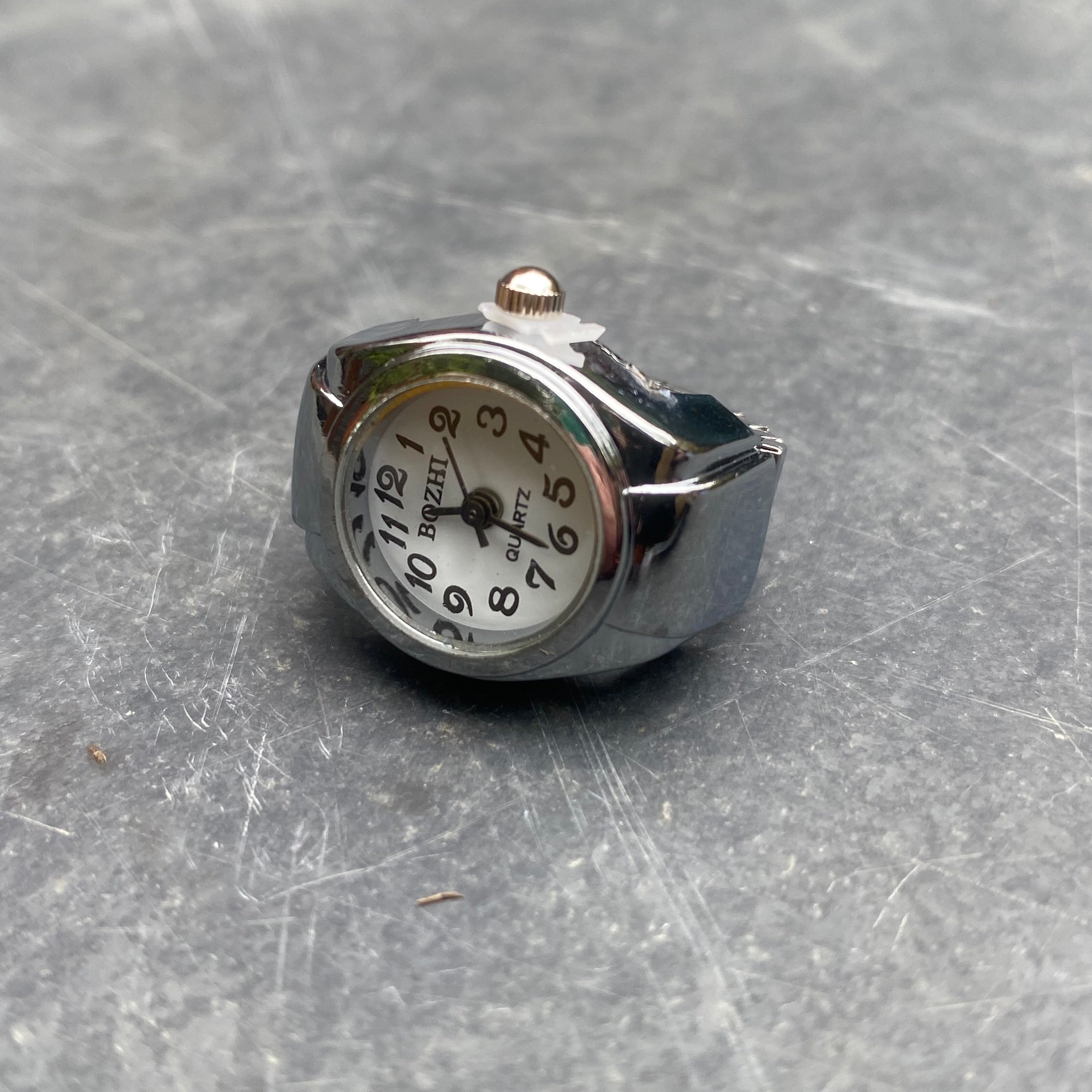 Retro Adjustable Watch Ring Silver White