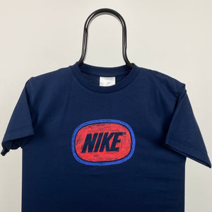 Vintage Nike Scribble T-Shirt Blue XS