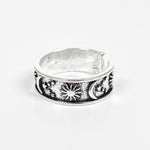 Vintage Retro Adjustable Moon Ring Silver