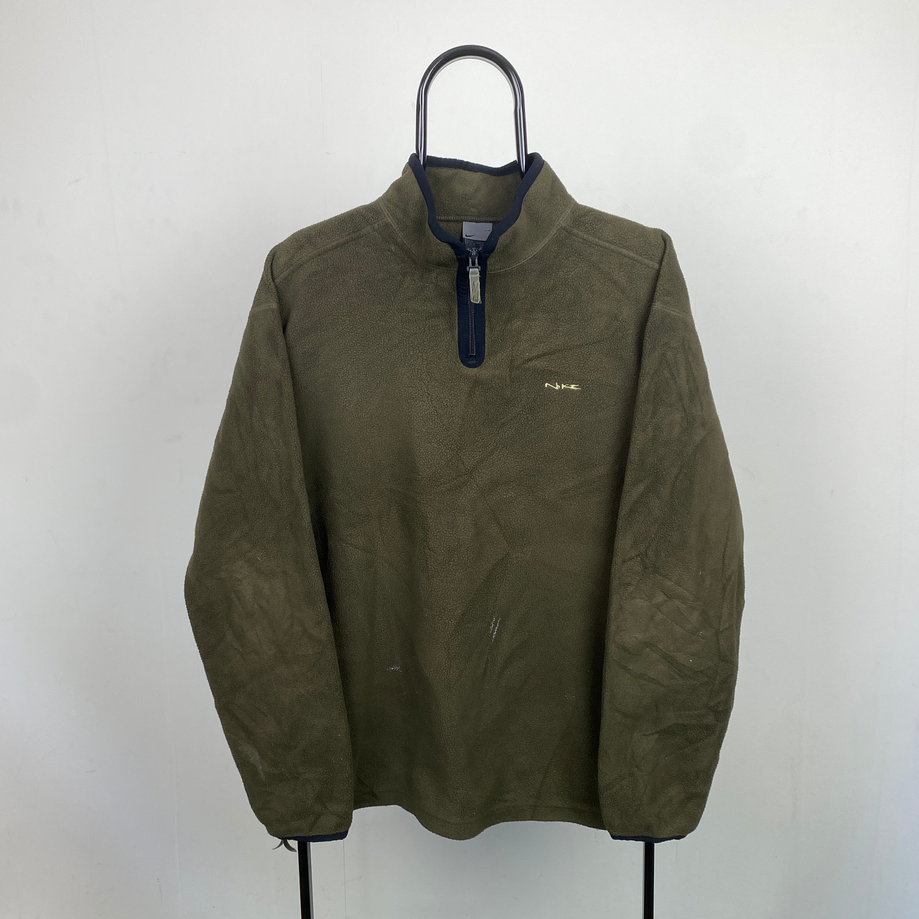 00s Nike 1/4 Zip Fleece Sweatshirt Green Medium