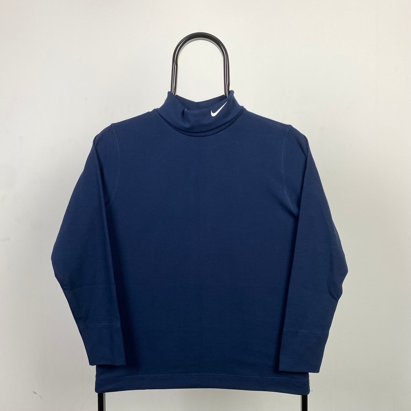 90s Nike Mock Neck Sweatshirt Blue Small