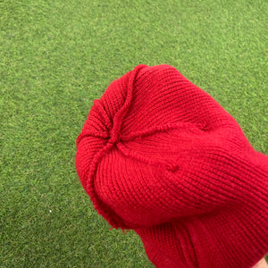 Retro Fleece Beanie Hat Red