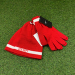 Vintage Nike Beanie Hat And Gloves Red