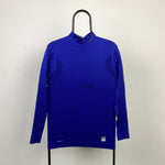Vintage Nike Pro Mock Neck Long Sleeve T-Shirt Blue Large