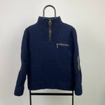 Vintage Barbour Wool 1/4 Zip Sweatshirt Blue XXL