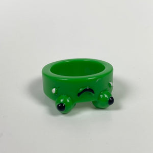 Retro Chunky Frog Ring Green