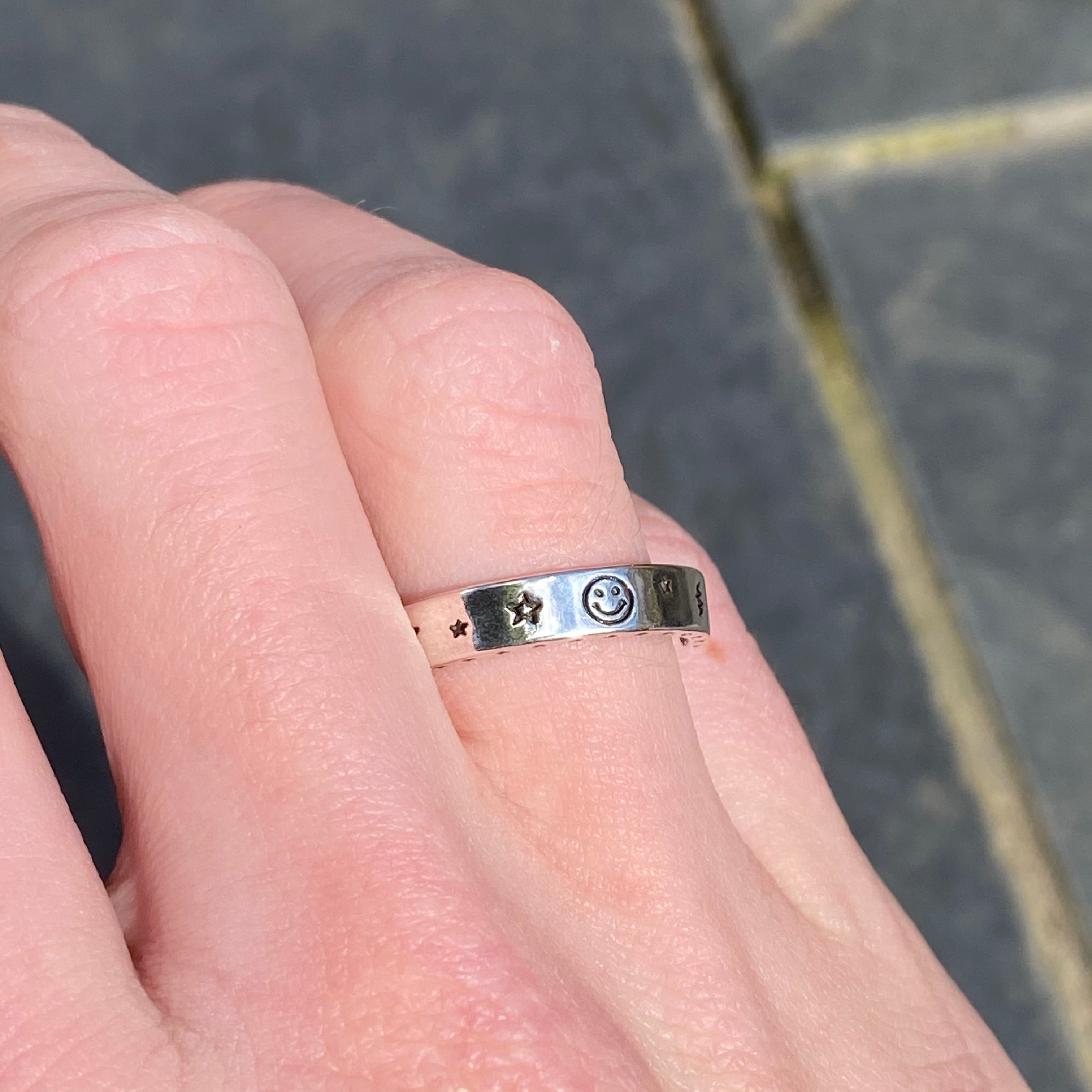 Adjustable Star & Moon Ring Silver