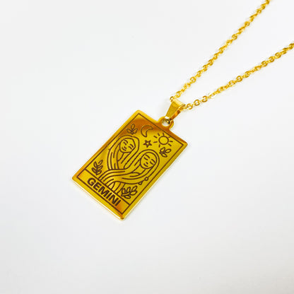 Gemini Zodiac Star Sign Necklace Chain Gold
