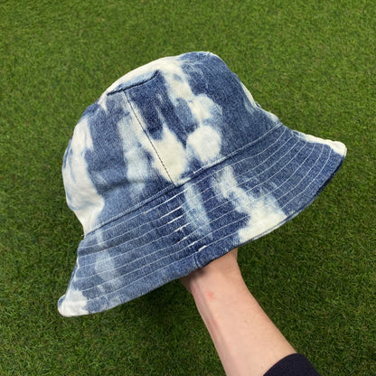 90s Retro Denim Bucket Hat Blue