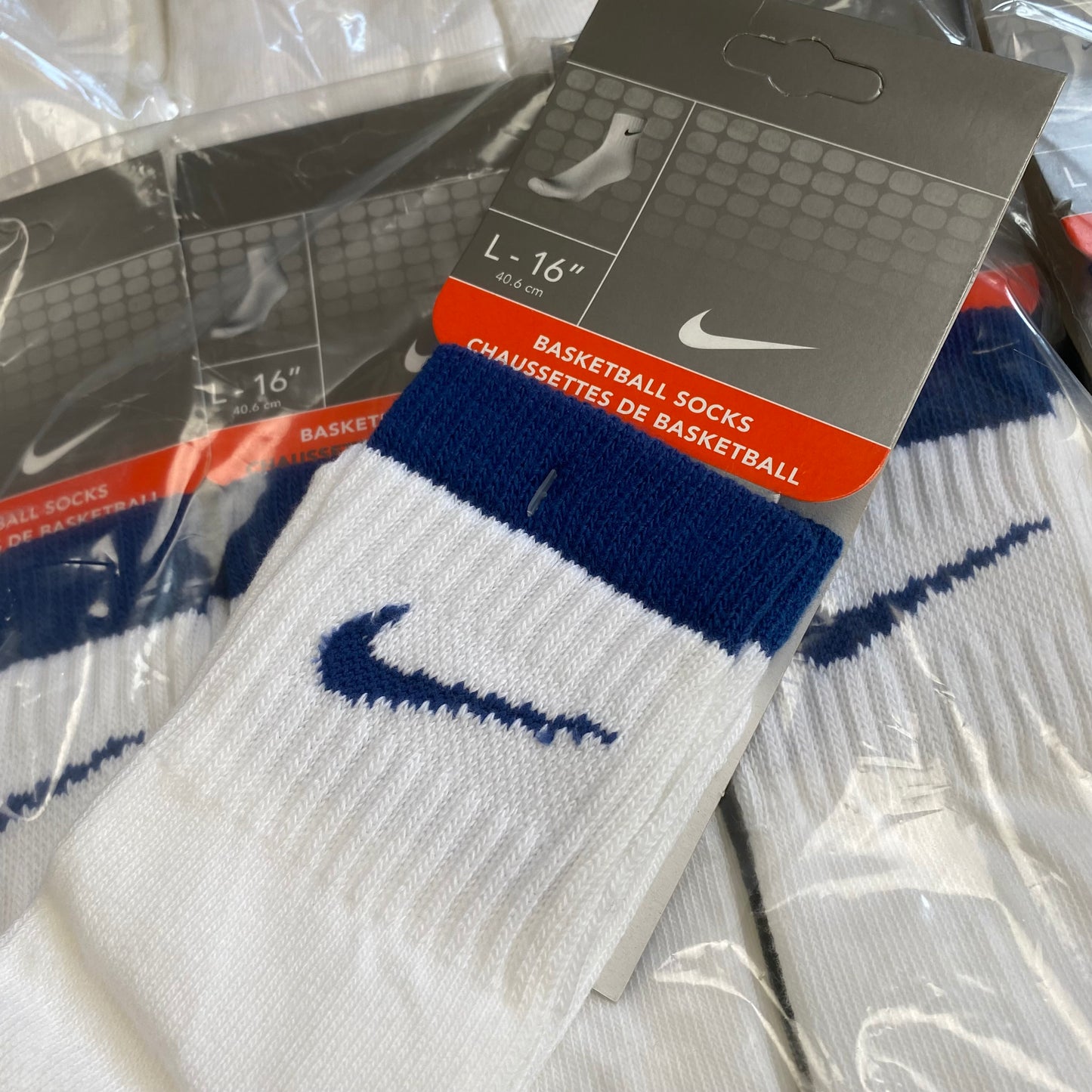 Vintage Nike Basketball Socks White Blue