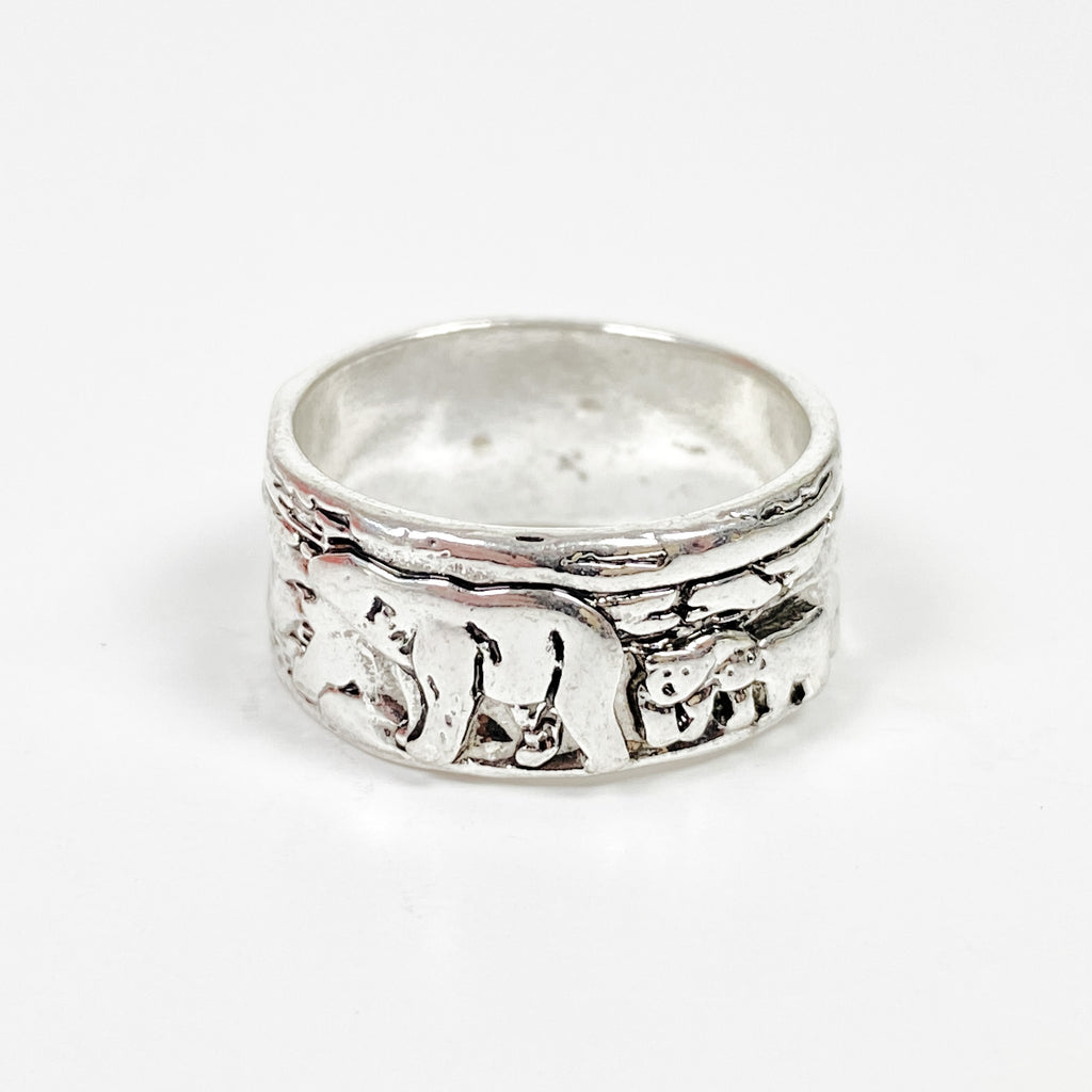 Retro Vintage Polar Bear Ring Silver