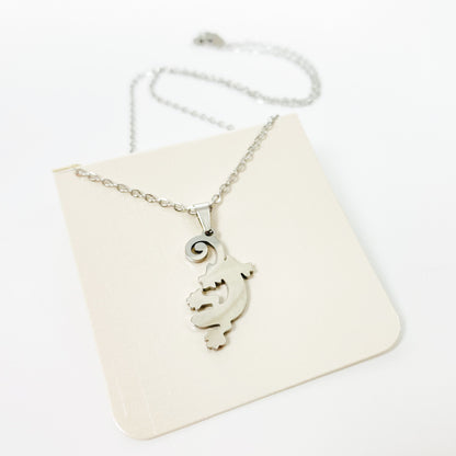 Lizard Charm Necklace Chain Silver