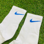 Vintage Nike Socks White Blue UK6 - 12