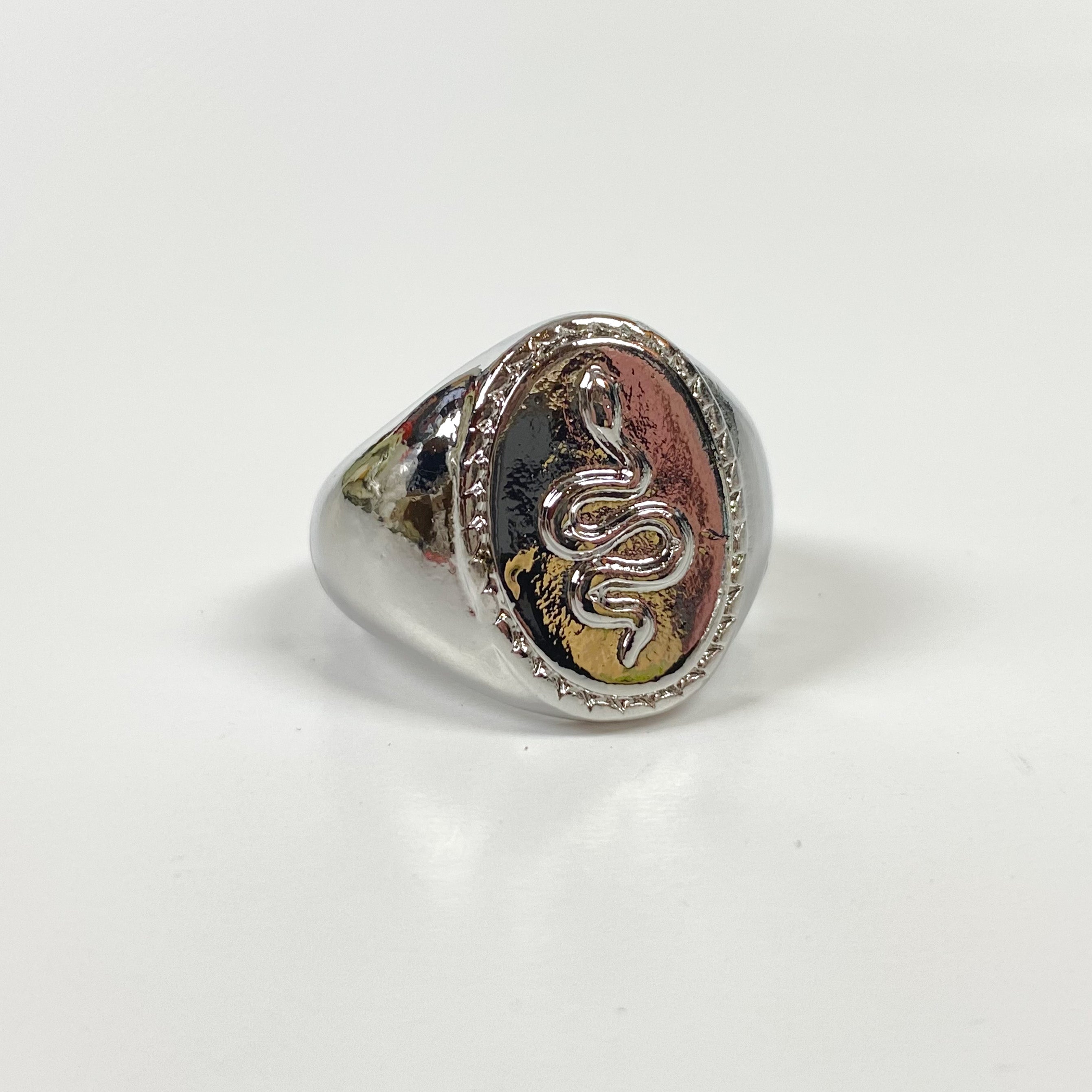 Vintage Snake Signet Ring Silver