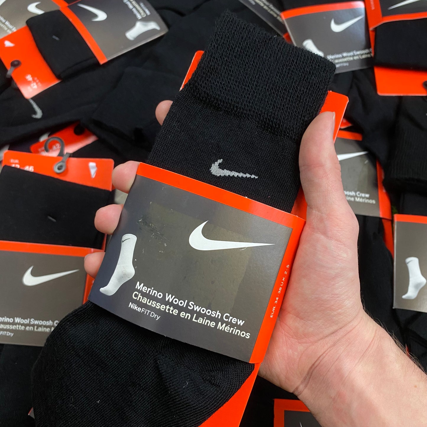 Vintage Nike Merino Wool Socks Black UK12-6