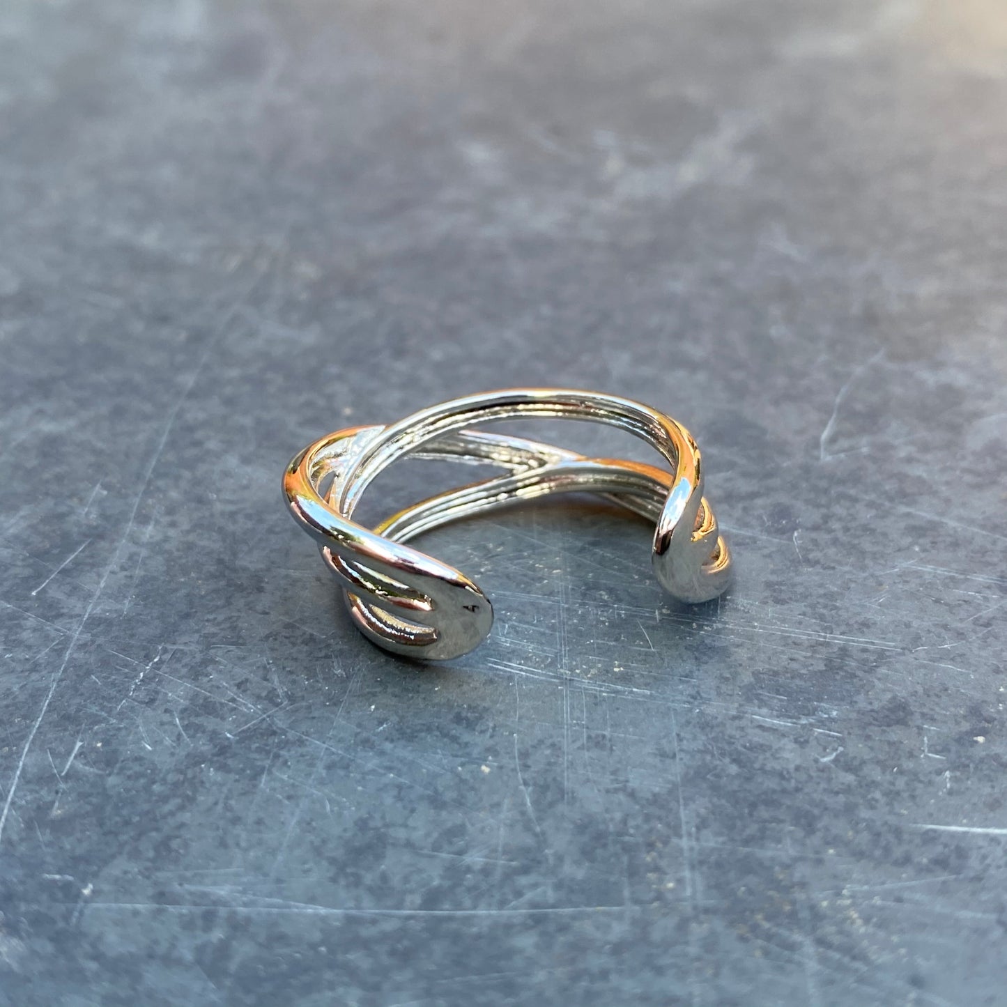 Adjustable Chunky Band Ring Silver