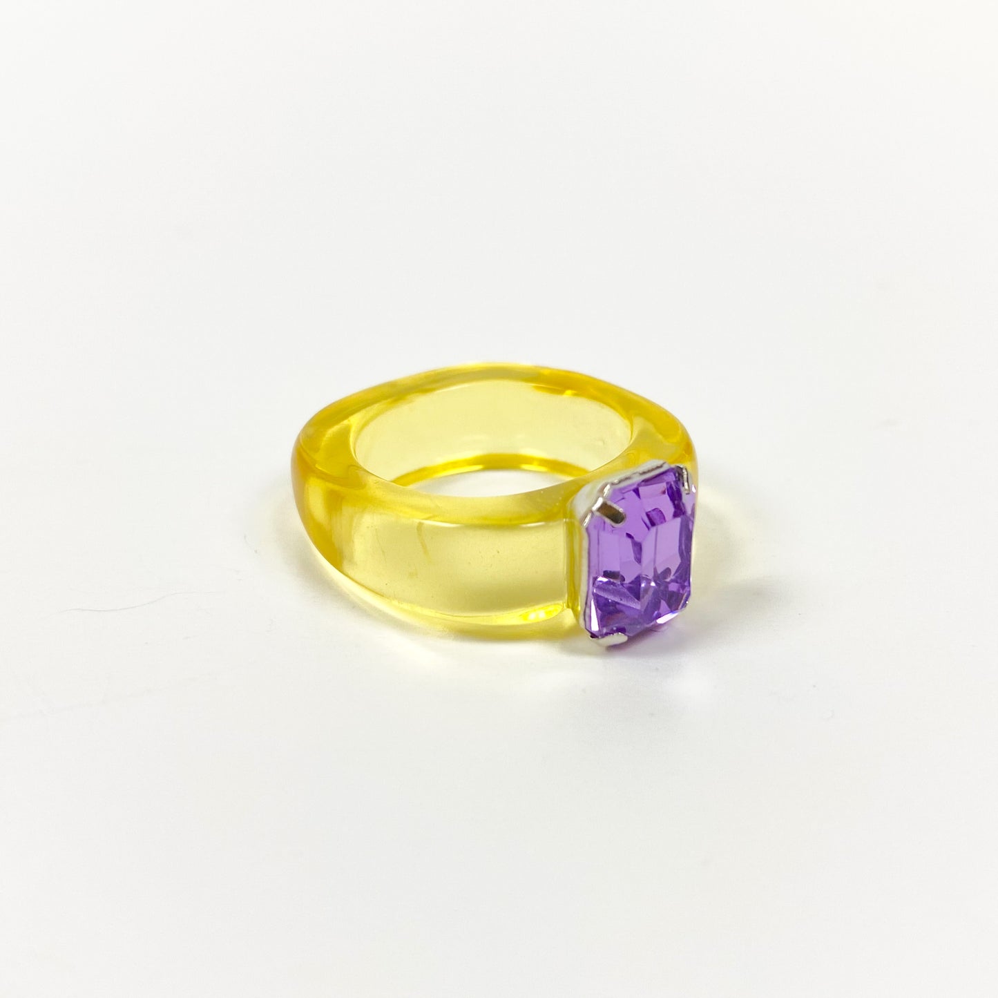 Retro Chunky Gem Ring Yellow