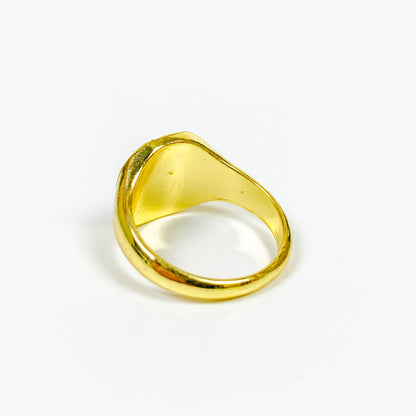 Vintage Block Signet Ring Gold Spiral