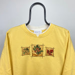 Retro 90s Flower Sweatshirt Yellow Medium