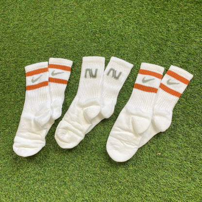 Nike Socks 3 Pack Striped White