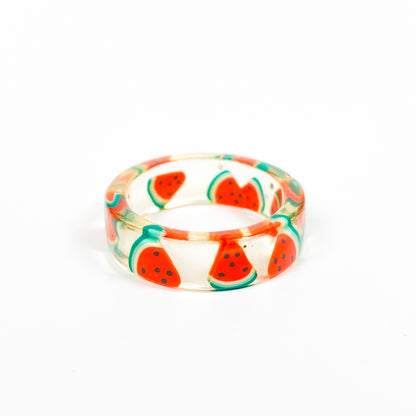 Vintage Retro Watermelon Resin Ring White