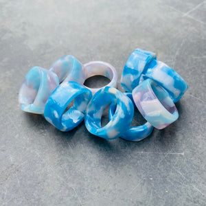 Adjustable Chunky Band Ring Blue